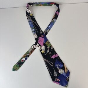 Nicole Miller 100% Silk Tie Baseball Sports Novelty Black